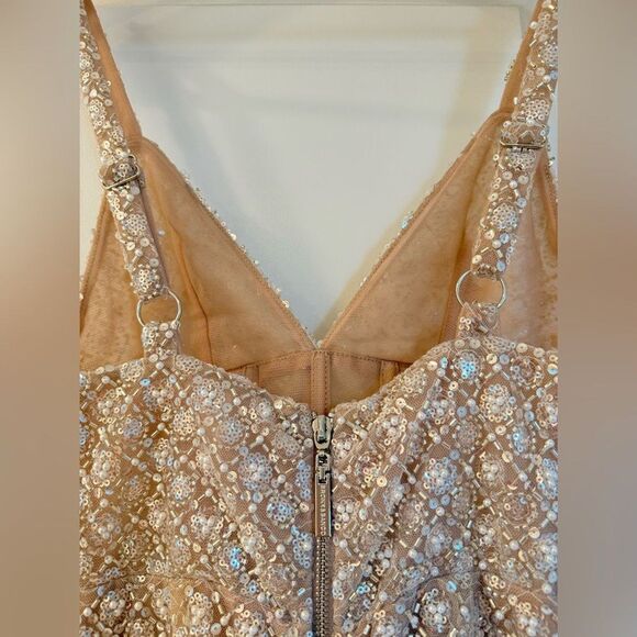 NWOT Bronx and Banco Allegra Silver Sequin Maxi Dress Gown, size XS, S &M - Picture 6 of 11